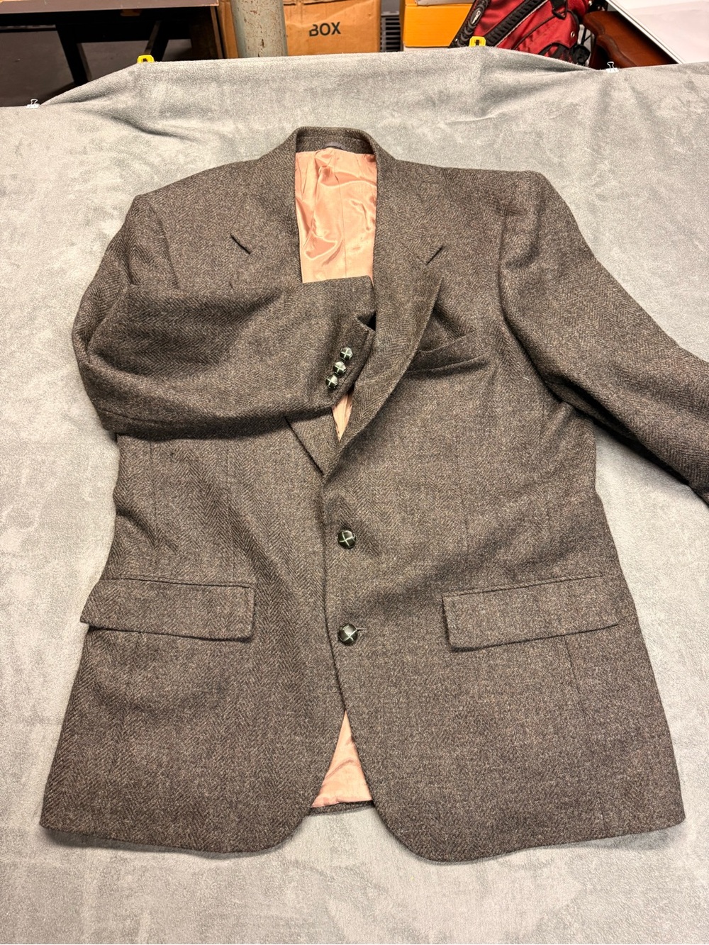 Union Made 100% Wool Sport Coat - Cricketeer & Jack Fraser Brown Herringbone 44R
